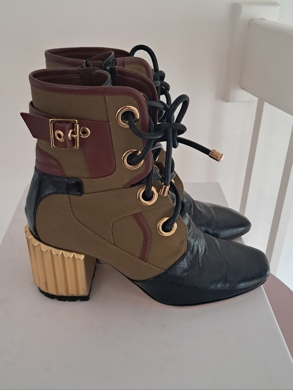 Christian Dior Boots Women's 38.5 8.5 Lace Up Glorious Designer Heeled Luxury